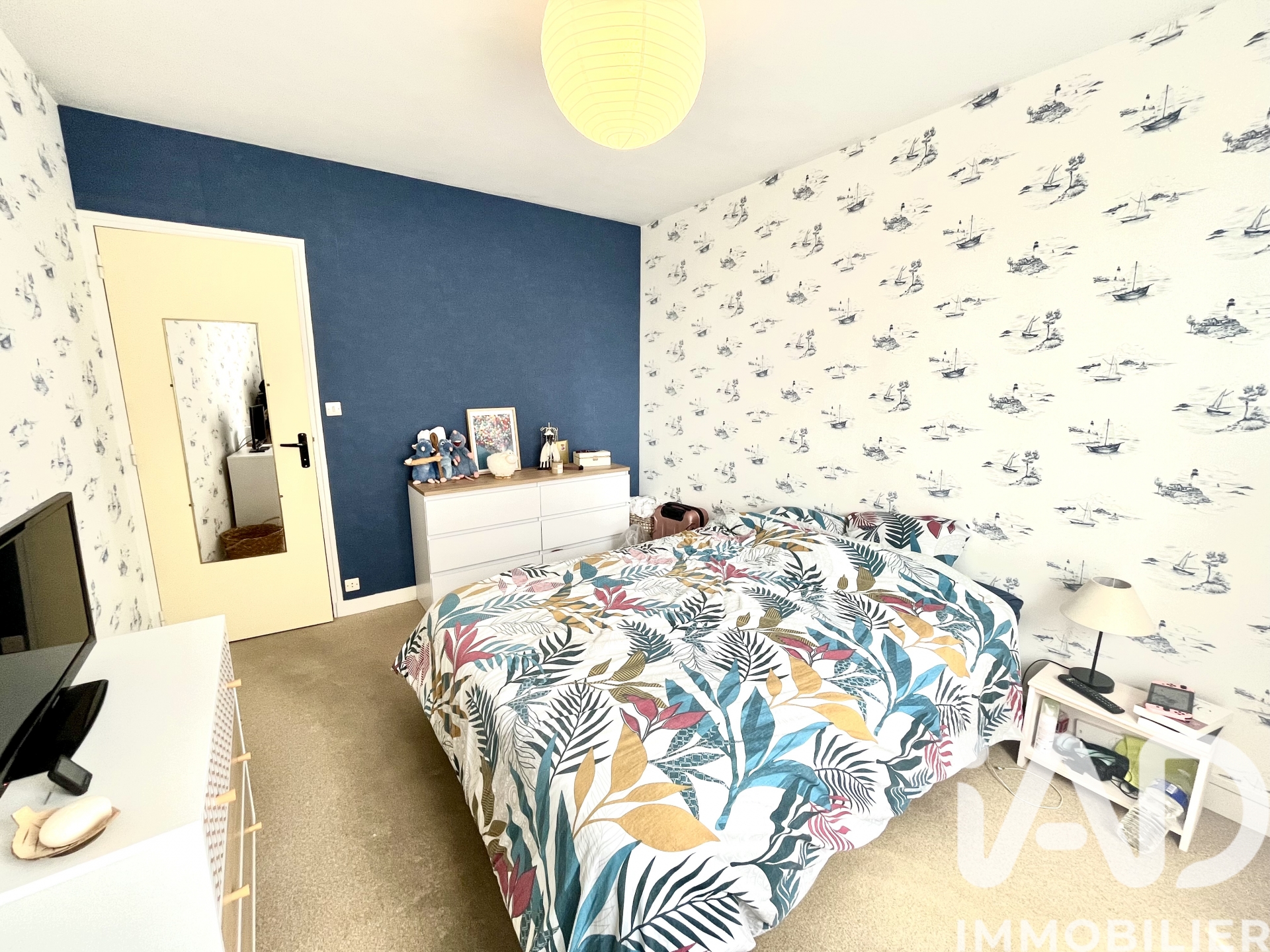 Chambre papier peint marin T3 Granville